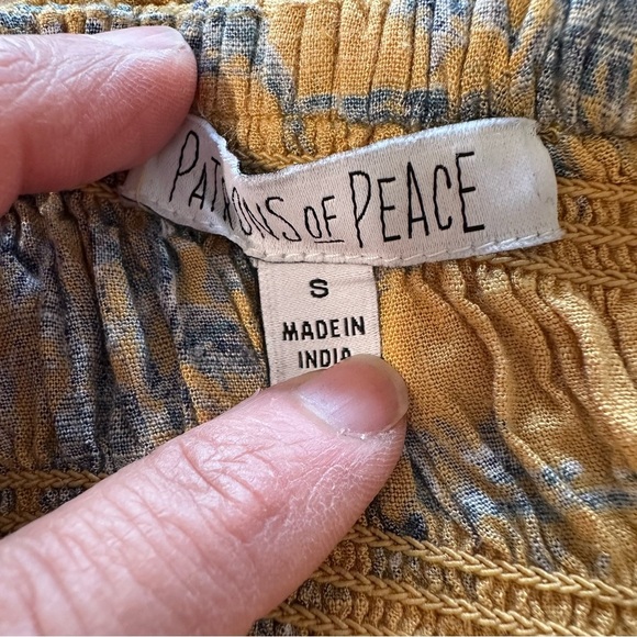 Patrons of Peace women's size small strapless yellow summer dress with 2 slits - Picture 3 of 5